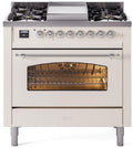 36 Dual Fuel Propane Gas Range Antique White Chrome Trim Z517559
