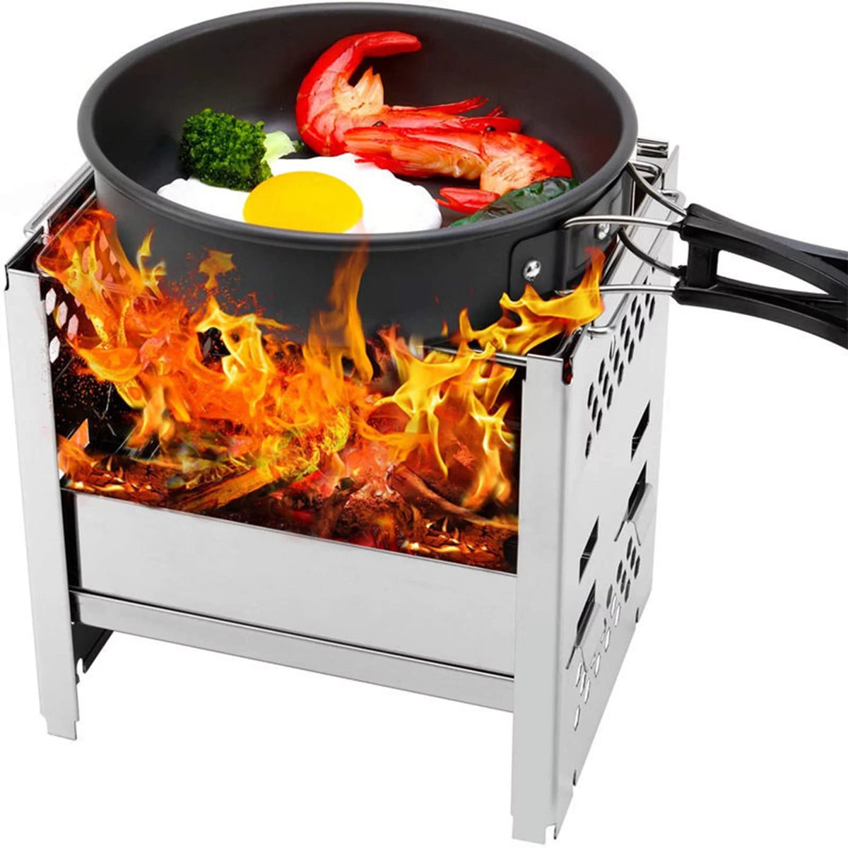 Folding Portable Charcoal Grill Stainless Steel BBQ V790190