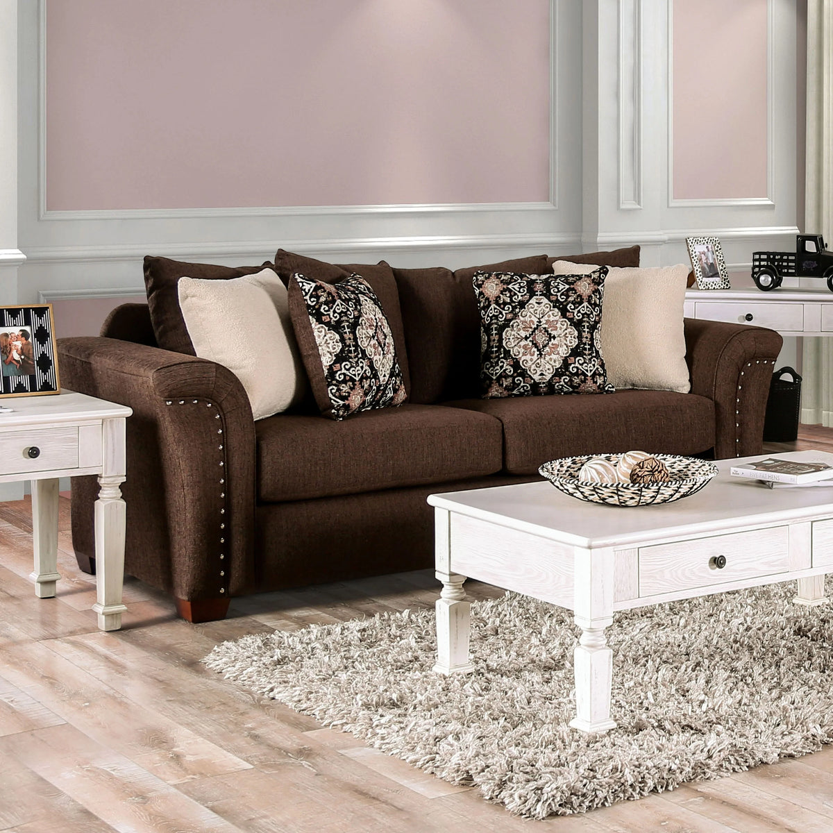 Traditional Fabric Upholstered 2-Piece Sofa Set Y413495