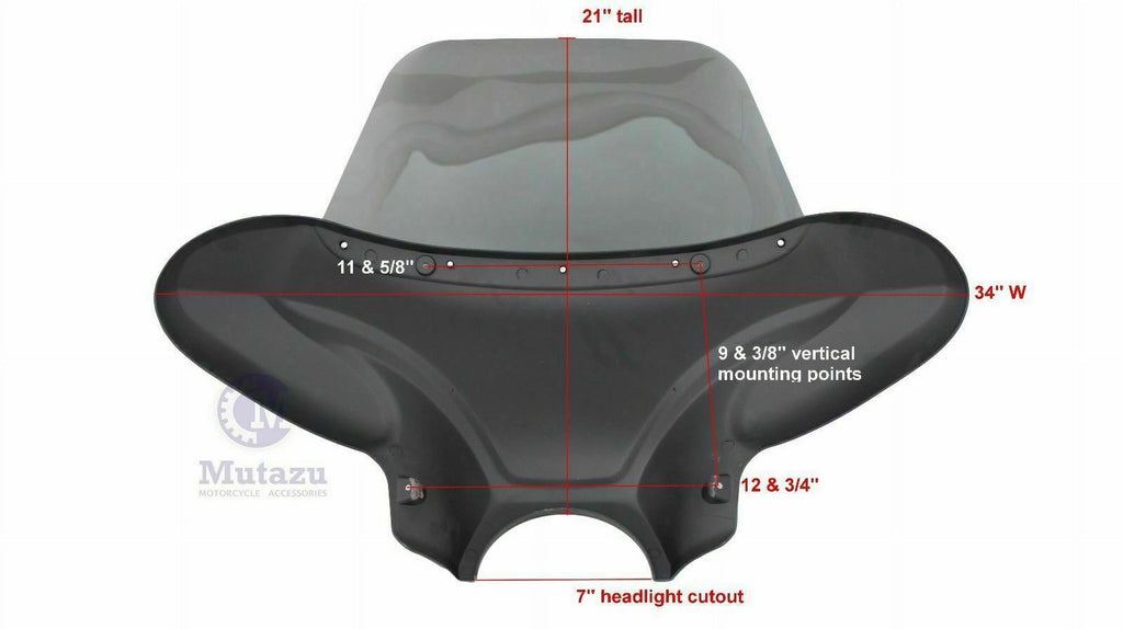 34" Red Cruiser Front Batwing Fairing with Tinted Windshield K5453