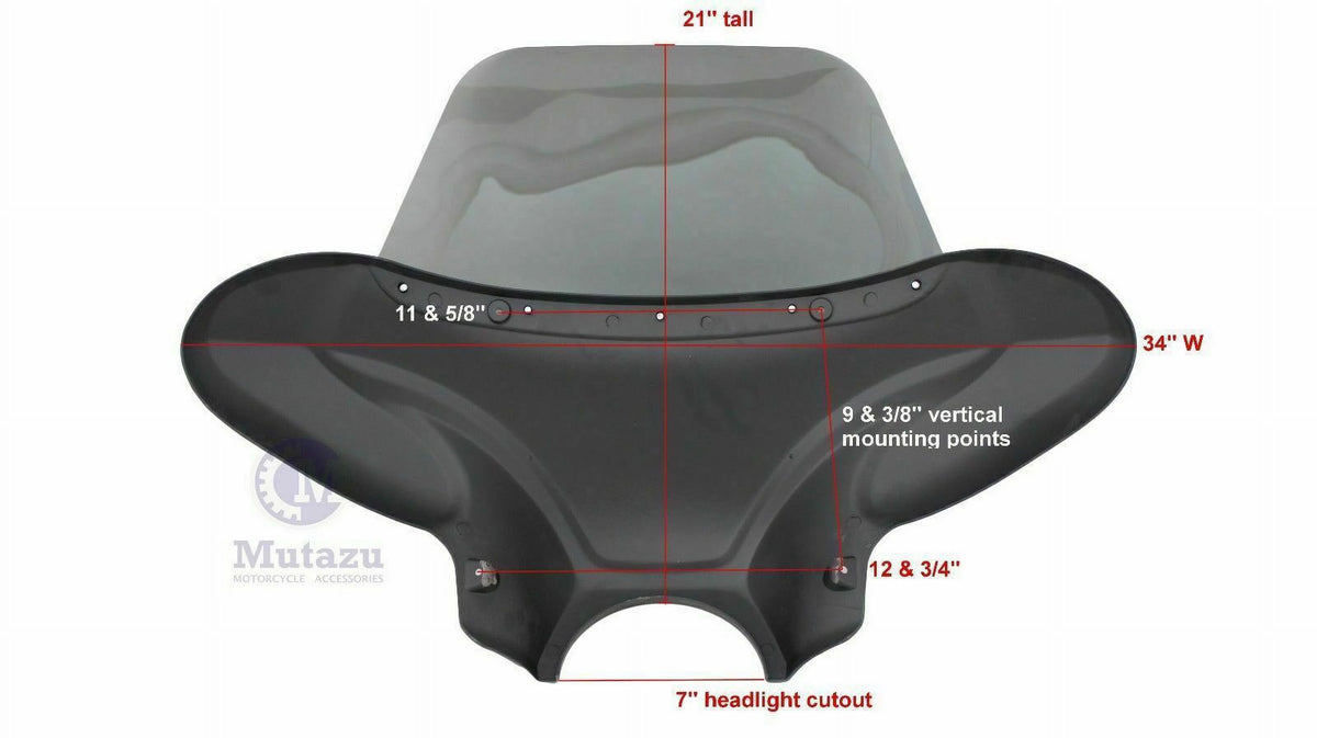 34" Red Cruiser Front Batwing Fairing with Tinted Windshield K5453