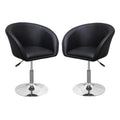 Adjustable Swivel Faux Leather Coffee Chair in Black - Set of 2 X20561