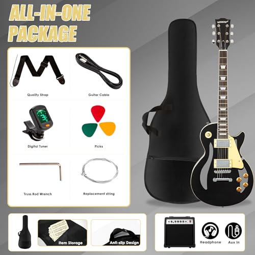 Electric Guitar Beginner Kit with 20W Amp, Solid Body, Mahogany Wood N1280