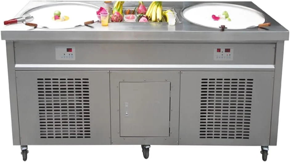 22" Double Round Pans Fried Ice Cream Machine with 10 Refrigerated Tanks J43544