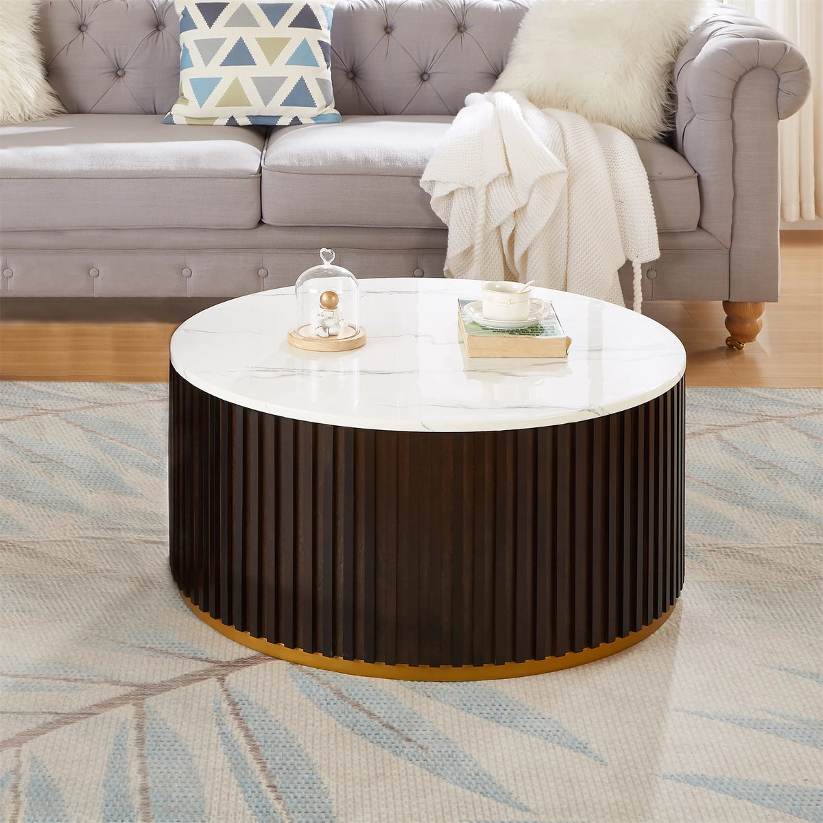 Round Coffee Table with Storage, Black M372