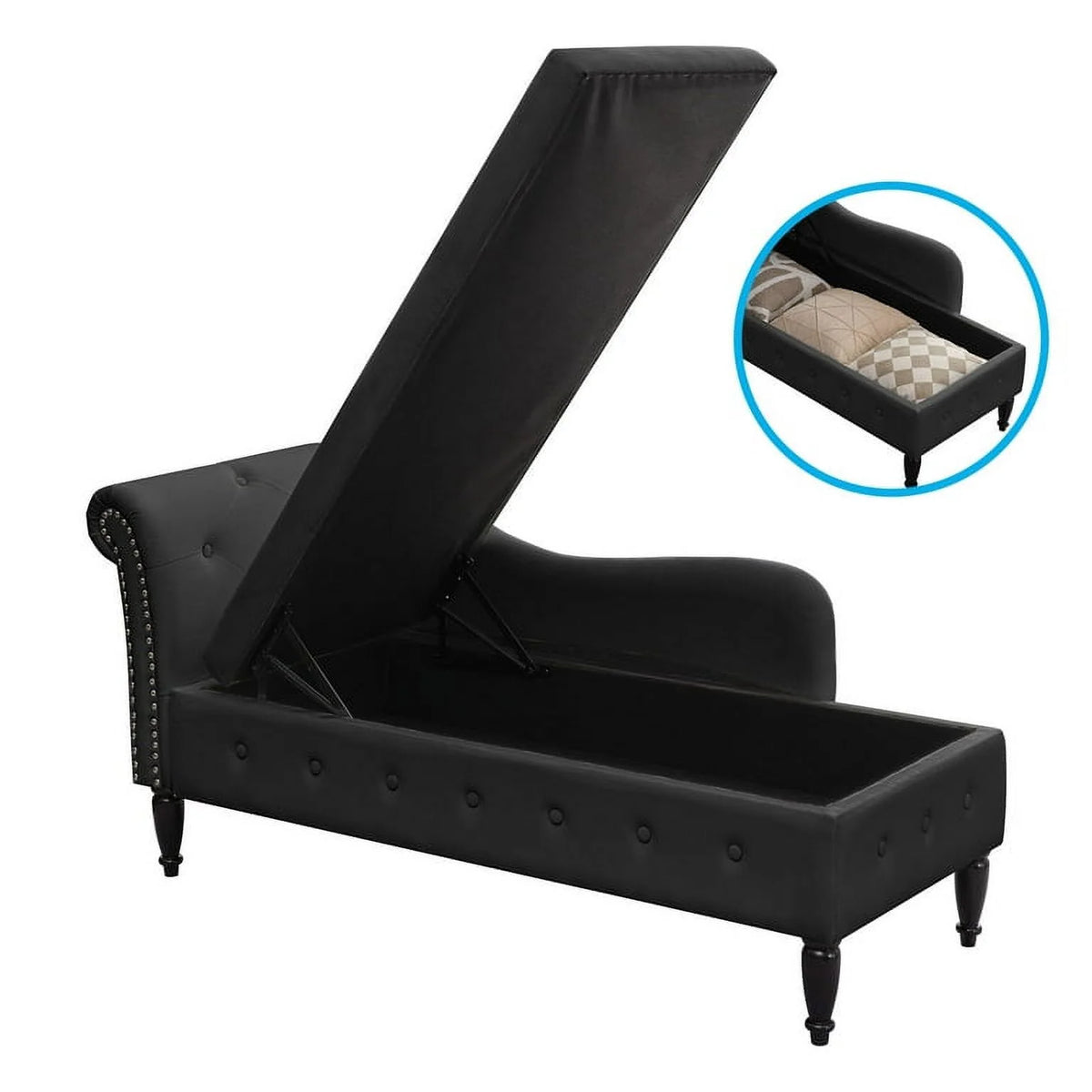 Dark Gray Velvet Tufted Chaise Lounge with Pillow Z810445