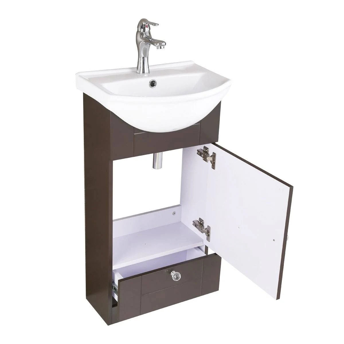White Bathroom Sink Vanity Cabinet with Faucet and Drain G823541