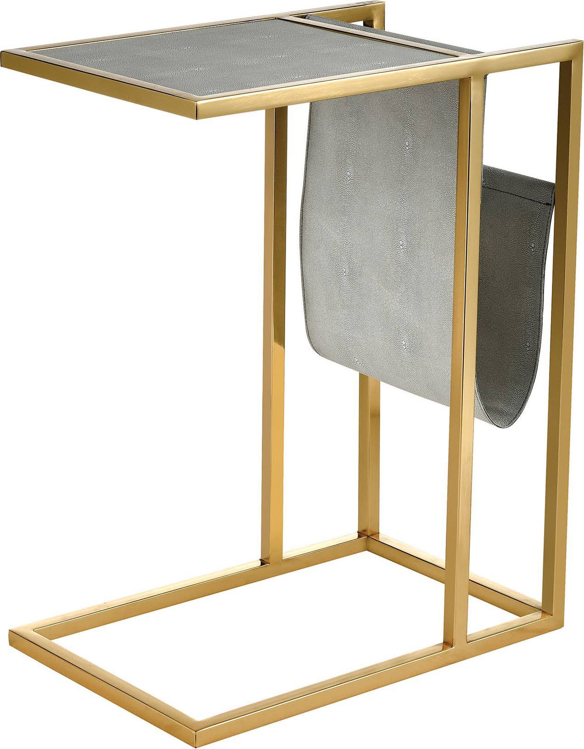 Gold and Light Grey Accent Table with Magazine Holder M82631