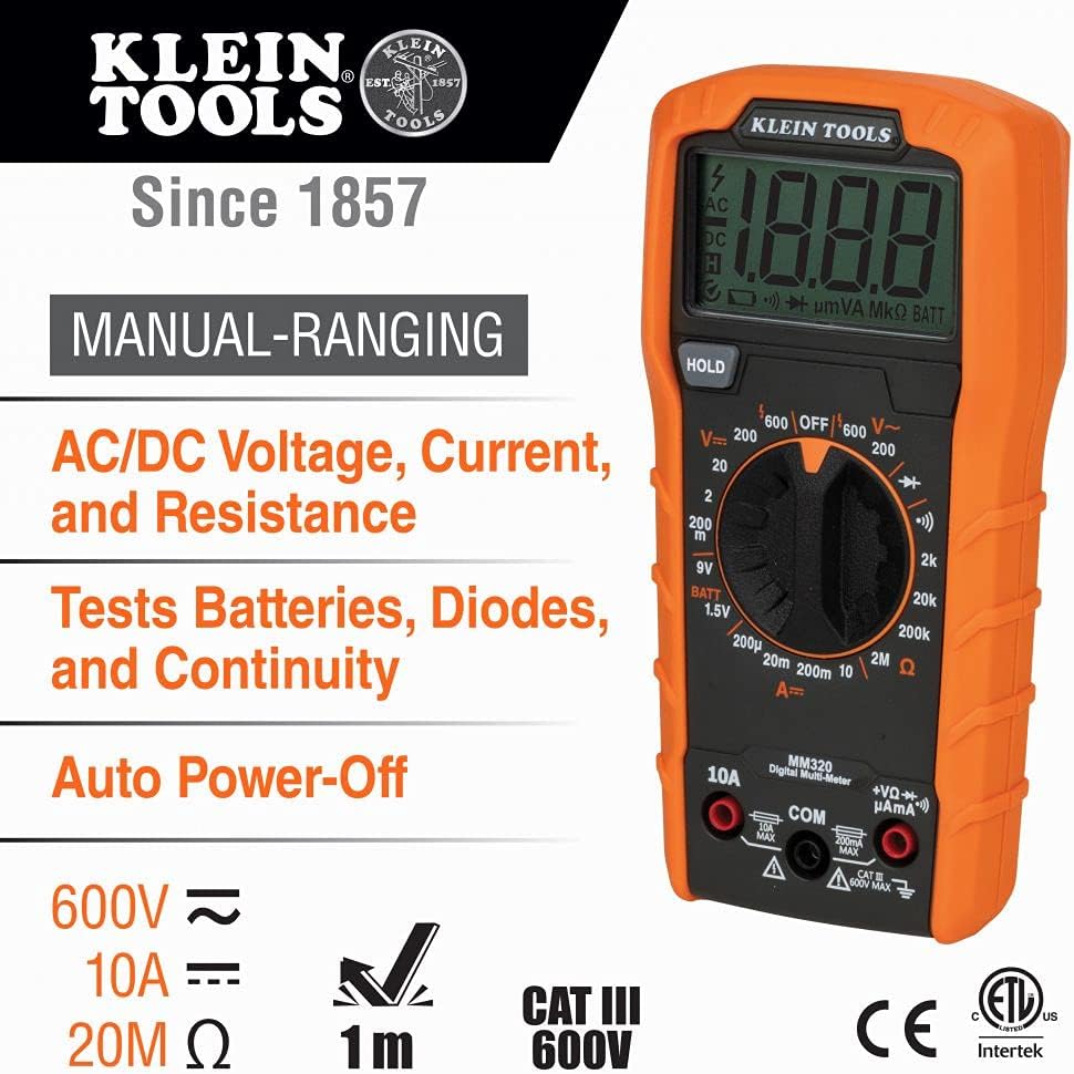 Digital Multimeter Electrical Test Kit with Non-Contact Voltage Tester, Receptacle Tester, Test Leads, Pack of 2 B9842