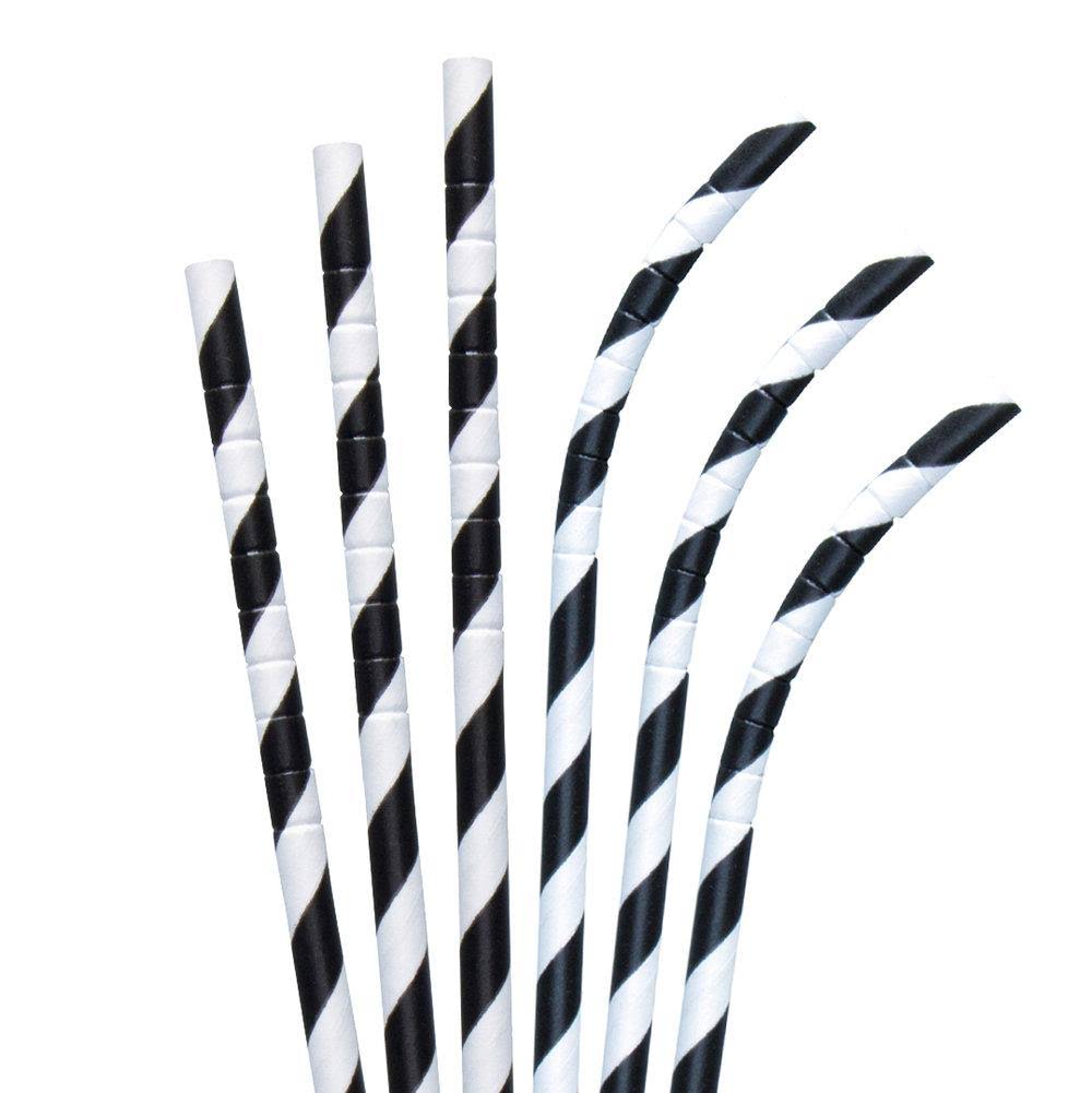 Black White Striped Paper Straw - 4800/Case M518920